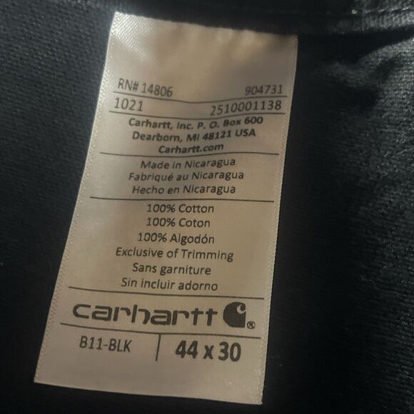 Carhartt B11 Black Dungaree Fit Black Carpenter Workwear Pants Men’s 44x30 - Picture 5 of 5